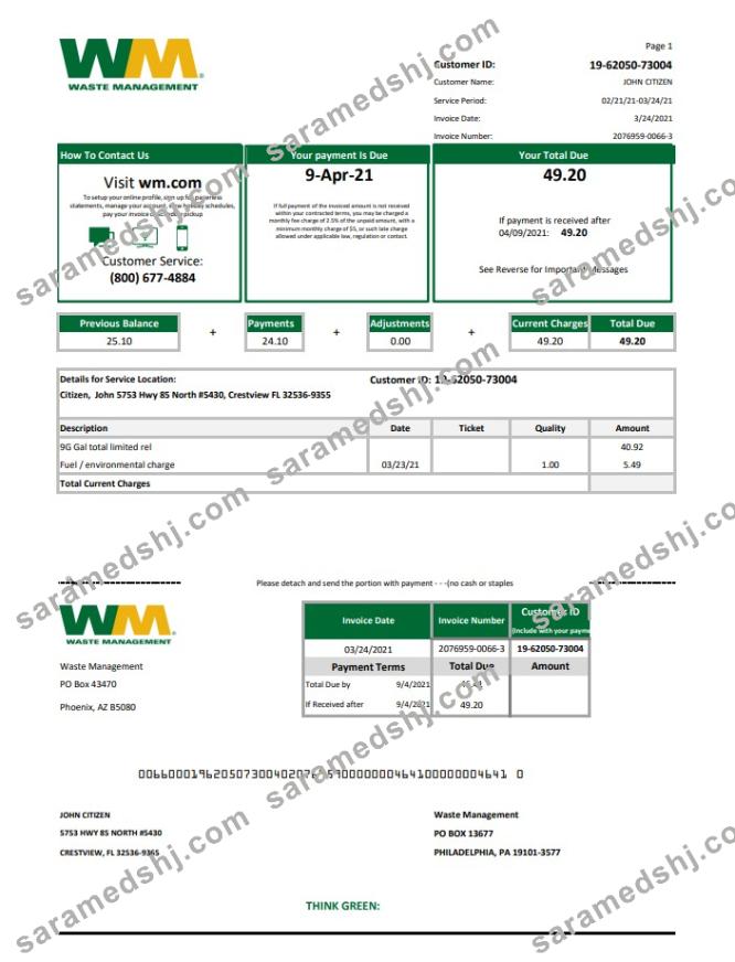 USA Waste Management excel pdf